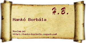 Hankó Borbála névjegykártya